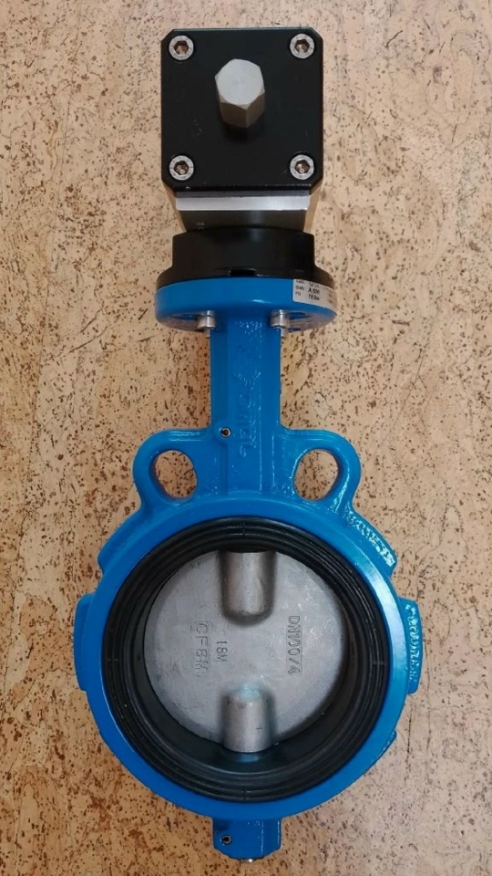DG376XЕ72 Omal Дисковый НЖ затвор Omal V376XЕ72 с пневмоприводом DA060412S Ду100 Ру10-16