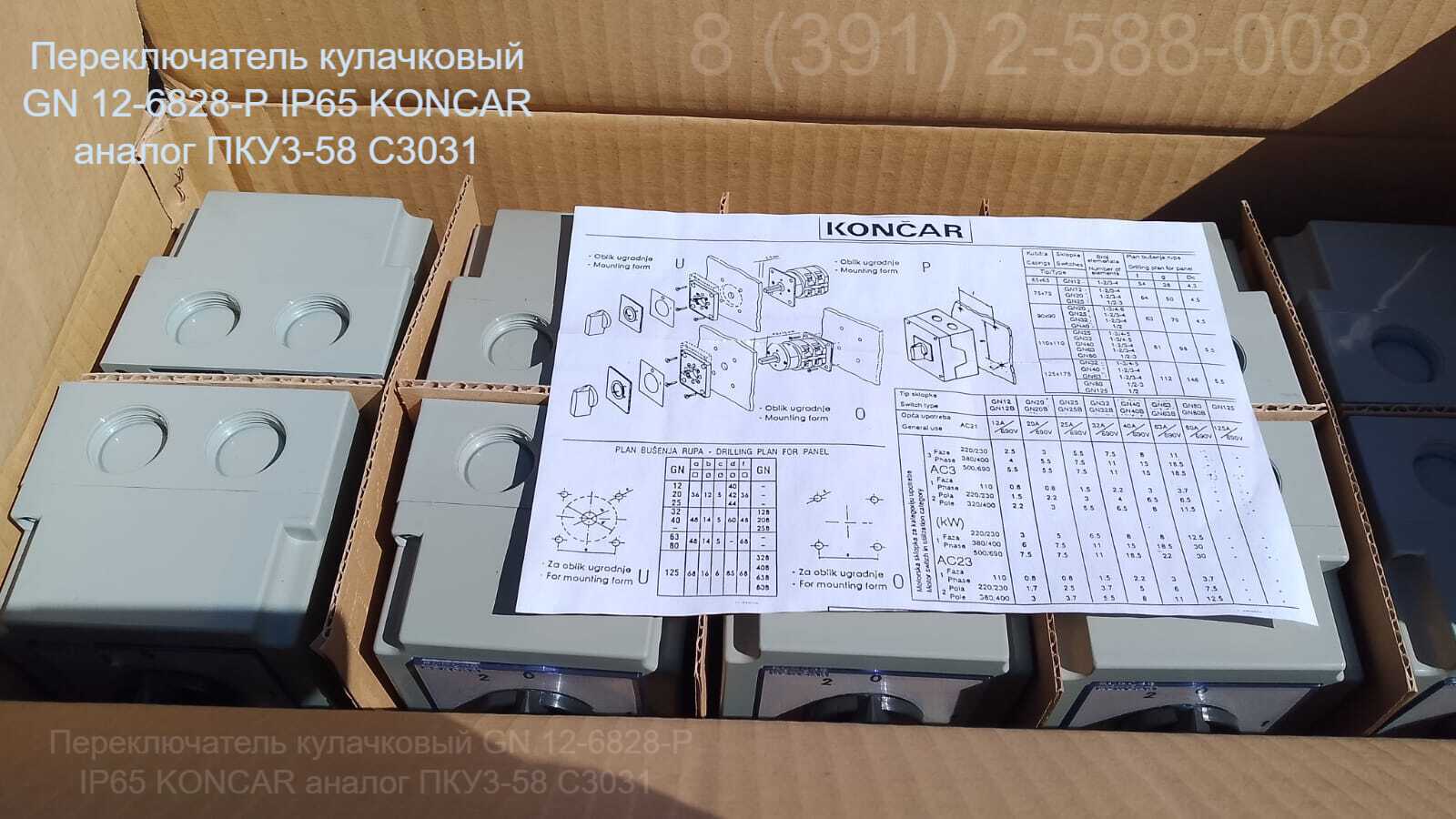 Переключатель кулачковый GN 12-6828-Р IP65 KONCAR аналог ПКУ3-58 С3031